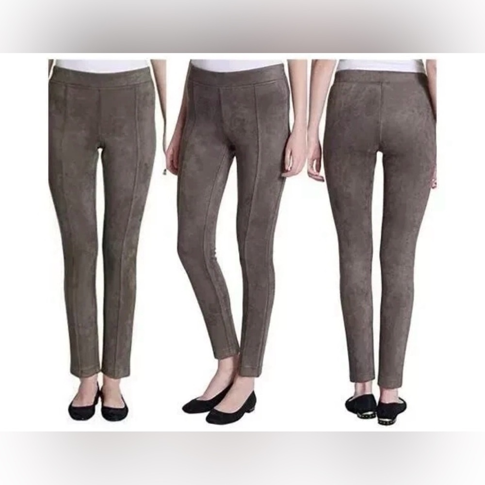 Andrew Marc Women's Super Soft Stretch Faux Suede Pull On Pants Taupe Small